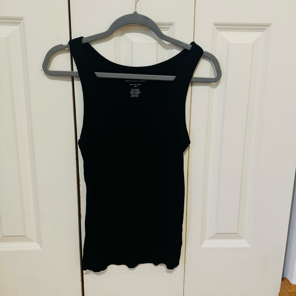 American Eagle Soft & Sexy Rib Black Tank XS
